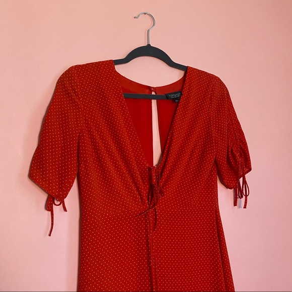 topshop red polka dot dress